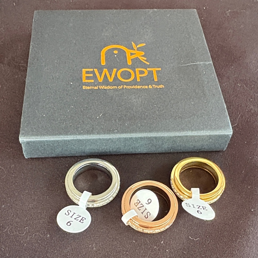 Women’s Mixed Metal Stackable Rings - Gold, Rose Gold & Silver (Size 6)